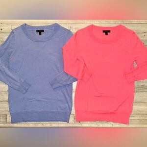 J Crew Merino Wool sweater bundle of 2 size XS / SM periwinkle & orange EUC